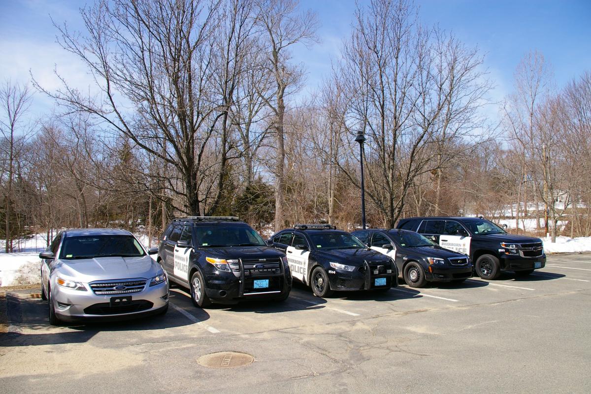 A row of police vehicles